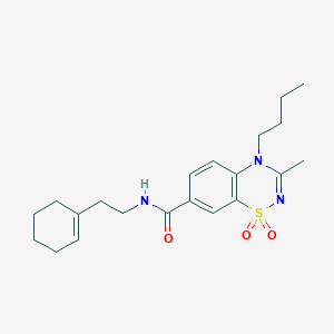 molecular formula C21H29N3O3S B11230590 4-butyl-N-[2-(cyclohex-1-en-1-yl)ethyl]-3-methyl-4H-1,2,4-benzothiadiazine-7-carboxamide 1,1-dioxide 