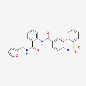 molecular formula C26H21N3O5S B11230951 N-{2-[(2-Furylmethyl)carbamoyl]phenyl}-6-methyl-6H-dibenzo[C,E][1,2]thiazine-9-carboxamide 5,5-dioxide 