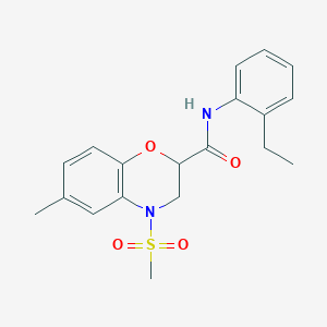 molecular formula C19H22N2O4S B11231281 N-(2-ethylphenyl)-6-methyl-4-(methylsulfonyl)-3,4-dihydro-2H-1,4-benzoxazine-2-carboxamide 