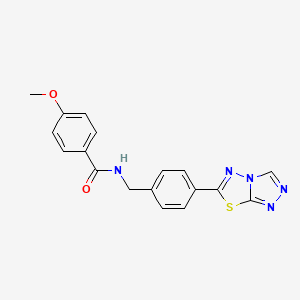 molecular formula C18H15N5O2S B11231432 4-methoxy-N-[4-([1,2,4]triazolo[3,4-b][1,3,4]thiadiazol-6-yl)benzyl]benzamide 