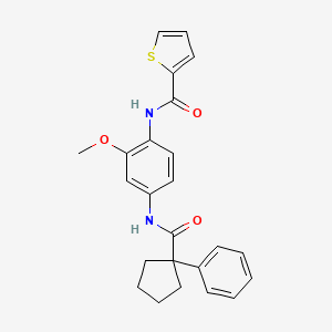 molecular formula C24H24N2O3S B11231465 N-(2-methoxy-4-{[(1-phenylcyclopentyl)carbonyl]amino}phenyl)-2-thiophenecarboxamide 
