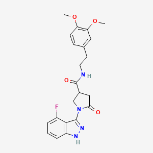 molecular formula C22H23FN4O4 B11231557 N-(3,4-dimethoxyphenethyl)-1-(4-fluoro-1H-indazol-3-yl)-5-oxo-3-pyrrolidinecarboxamide 