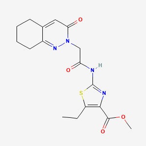molecular formula C17H20N4O4S B11231611 methyl 5-ethyl-2-{[(3-oxo-5,6,7,8-tetrahydrocinnolin-2(3H)-yl)acetyl]amino}-1,3-thiazole-4-carboxylate 