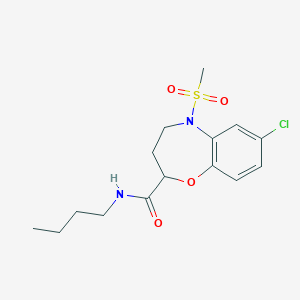 molecular formula C15H21ClN2O4S B11231614 N-butyl-7-chloro-5-(methylsulfonyl)-2,3,4,5-tetrahydro-1,5-benzoxazepine-2-carboxamide 