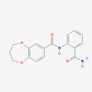 molecular formula C17H16N2O4 B11231855 N-(2-carbamoylphenyl)-3,4-dihydro-2H-1,5-benzodioxepine-7-carboxamide 