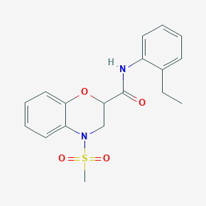 molecular formula C18H20N2O4S B11232023 N-(2-ethylphenyl)-4-(methylsulfonyl)-3,4-dihydro-2H-1,4-benzoxazine-2-carboxamide 