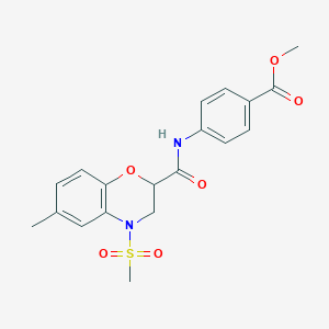 molecular formula C19H20N2O6S B11232345 methyl 4-({[6-methyl-4-(methylsulfonyl)-3,4-dihydro-2H-1,4-benzoxazin-2-yl]carbonyl}amino)benzoate 