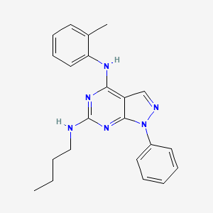 molecular formula C22H24N6 B11232421 N~6~-butyl-N~4~-(2-methylphenyl)-1-phenyl-1H-pyrazolo[3,4-d]pyrimidine-4,6-diamine 