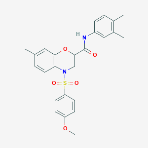 molecular formula C25H26N2O5S B11232836 N-(3,4-dimethylphenyl)-4-[(4-methoxyphenyl)sulfonyl]-7-methyl-3,4-dihydro-2H-1,4-benzoxazine-2-carboxamide 