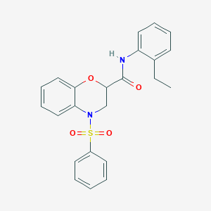 molecular formula C23H22N2O4S B11232847 N-(2-ethylphenyl)-4-(phenylsulfonyl)-3,4-dihydro-2H-1,4-benzoxazine-2-carboxamide 