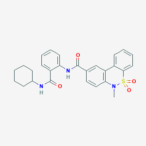 molecular formula C27H27N3O4S B11232936 N-[2-(cyclohexylcarbamoyl)phenyl]-6-methyl-6H-dibenzo[c,e][1,2]thiazine-9-carboxamide 5,5-dioxide 
