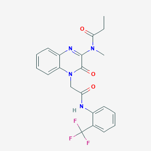 molecular formula C21H19F3N4O3 B11233065 N-methyl-N-[3-oxo-4-(2-oxo-2-{[2-(trifluoromethyl)phenyl]amino}ethyl)-3,4-dihydroquinoxalin-2-yl]propanamide 