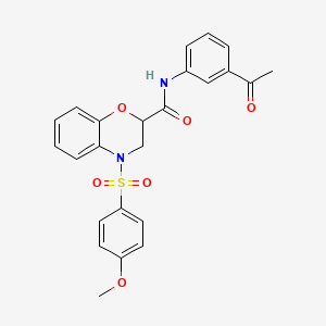 molecular formula C24H22N2O6S B11233377 N-(3-acetylphenyl)-4-[(4-methoxyphenyl)sulfonyl]-3,4-dihydro-2H-1,4-benzoxazine-2-carboxamide 
