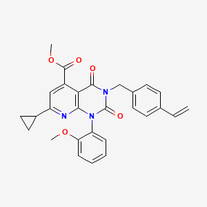 molecular formula C28H25N3O5 B11233405 Methyl 7-cyclopropyl-3-(4-ethenylbenzyl)-1-(2-methoxyphenyl)-2,4-dioxo-1,2,3,4-tetrahydropyrido[2,3-d]pyrimidine-5-carboxylate 