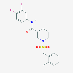 molecular formula C20H22F2N2O3S B11233415 N-(3,4-difluorophenyl)-1-[(2-methylbenzyl)sulfonyl]piperidine-3-carboxamide 