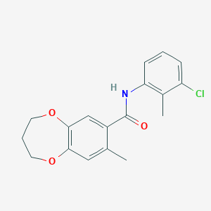 molecular formula C18H18ClNO3 B11233478 N-(3-chloro-2-methylphenyl)-8-methyl-3,4-dihydro-2H-1,5-benzodioxepine-7-carboxamide 