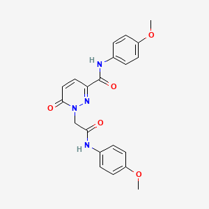 molecular formula C21H20N4O5 B11233492 N-(4-methoxyphenyl)-1-(2-((4-methoxyphenyl)amino)-2-oxoethyl)-6-oxo-1,6-dihydropyridazine-3-carboxamide 
