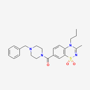 molecular formula C23H28N4O3S B11233519 (4-benzylpiperazin-1-yl)(3-methyl-1,1-dioxido-4-propyl-4H-1,2,4-benzothiadiazin-7-yl)methanone 