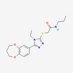molecular formula C18H24N4O3S B11233541 2-{[5-(3,4-dihydro-2H-1,5-benzodioxepin-7-yl)-4-ethyl-4H-1,2,4-triazol-3-yl]sulfanyl}-N-propylacetamide 