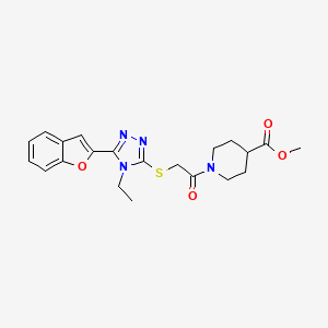 molecular formula C21H24N4O4S B11233913 methyl 1-({[5-(1-benzofuran-2-yl)-4-ethyl-4H-1,2,4-triazol-3-yl]sulfanyl}acetyl)piperidine-4-carboxylate CAS No. 938009-05-3