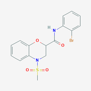 molecular formula C16H15BrN2O4S B11234018 N-(2-bromophenyl)-4-(methylsulfonyl)-3,4-dihydro-2H-1,4-benzoxazine-2-carboxamide 