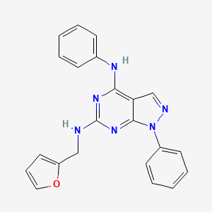 molecular formula C22H18N6O B11234161 N~6~-(furan-2-ylmethyl)-N~4~,1-diphenyl-1H-pyrazolo[3,4-d]pyrimidine-4,6-diamine 