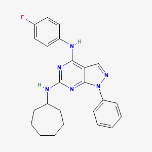 molecular formula C24H25FN6 B11234163 N~6~-cycloheptyl-N~4~-(4-fluorophenyl)-1-phenyl-1H-pyrazolo[3,4-d]pyrimidine-4,6-diamine 