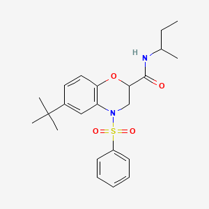 molecular formula C23H30N2O4S B11234229 N-(butan-2-yl)-6-tert-butyl-4-(phenylsulfonyl)-3,4-dihydro-2H-1,4-benzoxazine-2-carboxamide 