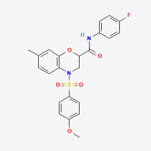 molecular formula C23H21FN2O5S B11234264 N-(4-fluorophenyl)-4-[(4-methoxyphenyl)sulfonyl]-7-methyl-3,4-dihydro-2H-1,4-benzoxazine-2-carboxamide 