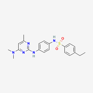 molecular formula C21H25N5O2S B11234266 N-(4-((4-(dimethylamino)-6-methylpyrimidin-2-yl)amino)phenyl)-4-ethylbenzenesulfonamide 