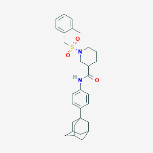 molecular formula C30H38N2O3S B11234396 N-[4-(Adamantan-1-YL)phenyl]-1-[(2-methylphenyl)methanesulfonyl]piperidine-3-carboxamide 