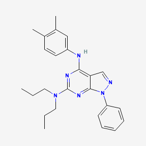 molecular formula C25H30N6 B11234440 N~4~-(3,4-dimethylphenyl)-1-phenyl-N~6~,N~6~-dipropyl-1H-pyrazolo[3,4-d]pyrimidine-4,6-diamine 
