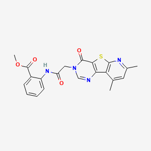 molecular formula C21H18N4O4S B11234453 methyl 2-[[2-(11,13-dimethyl-6-oxo-8-thia-3,5,10-triazatricyclo[7.4.0.02,7]trideca-1(9),2(7),3,10,12-pentaen-5-yl)acetyl]amino]benzoate 
