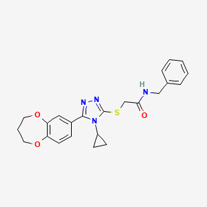 molecular formula C23H24N4O3S B11234482 N-benzyl-2-{[4-cyclopropyl-5-(3,4-dihydro-2H-1,5-benzodioxepin-7-yl)-4H-1,2,4-triazol-3-yl]sulfanyl}acetamide 