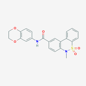 molecular formula C22H18N2O5S B11234685 N-(2,3-dihydro-1,4-benzodioxin-6-yl)-6-methyl-6H-dibenzo[c,e][1,2]thiazine-9-carboxamide 5,5-dioxide 
