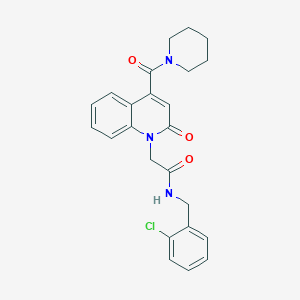 molecular formula C24H24ClN3O3 B11234773 N-(2-chlorobenzyl)-2-[2-oxo-4-(piperidin-1-ylcarbonyl)quinolin-1(2H)-yl]acetamide 