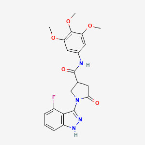 molecular formula C21H21FN4O5 B11234791 1-(4-fluoro-1H-indazol-3-yl)-5-oxo-N-(3,4,5-trimethoxyphenyl)-3-pyrrolidinecarboxamide 