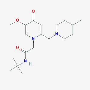 molecular formula C19H31N3O3 B11234813 N-(tert-butyl)-2-(5-methoxy-2-((4-methylpiperidin-1-yl)methyl)-4-oxopyridin-1(4H)-yl)acetamide 
