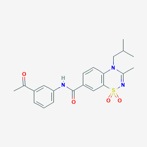 molecular formula C21H23N3O4S B11234817 N-(3-acetylphenyl)-4-isobutyl-3-methyl-4H-1,2,4-benzothiadiazine-7-carboxamide 1,1-dioxide 