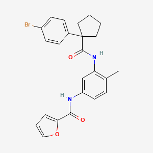 molecular formula C24H23BrN2O3 B11234894 N-[3-({[1-(4-bromophenyl)cyclopentyl]carbonyl}amino)-4-methylphenyl]furan-2-carboxamide 