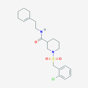 molecular formula C21H29ClN2O3S B11234951 1-[(2-chlorobenzyl)sulfonyl]-N-[2-(cyclohex-1-en-1-yl)ethyl]piperidine-3-carboxamide 