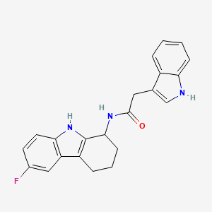 molecular formula C22H20FN3O B11235214 N-(6-fluoro-2,3,4,9-tetrahydro-1H-carbazol-1-yl)-2-(1H-indol-3-yl)acetamide 