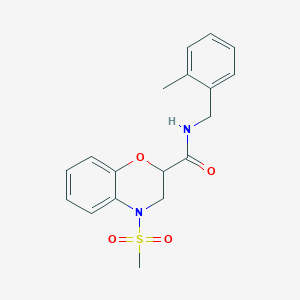 molecular formula C18H20N2O4S B11235409 N-(2-methylbenzyl)-4-(methylsulfonyl)-3,4-dihydro-2H-1,4-benzoxazine-2-carboxamide 