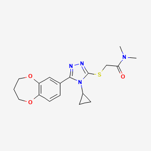 molecular formula C18H22N4O3S B11235552 2-{[4-cyclopropyl-5-(3,4-dihydro-2H-1,5-benzodioxepin-7-yl)-4H-1,2,4-triazol-3-yl]sulfanyl}-N,N-dimethylacetamide 