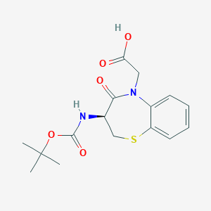 molecular formula C16H20N2O5S B112357 (S)-2-(3-((tert-Butoxycarbonyl)amino)-4-oxo-3,4-dihydrobenzo[b][1,4]thiazepin-5(2H)-yl)acetic acid CAS No. 250349-13-4