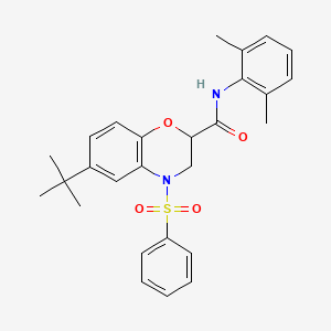molecular formula C27H30N2O4S B11235922 6-tert-butyl-N-(2,6-dimethylphenyl)-4-(phenylsulfonyl)-3,4-dihydro-2H-1,4-benzoxazine-2-carboxamide 
