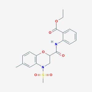 molecular formula C20H22N2O6S B11235937 ethyl 2-({[6-methyl-4-(methylsulfonyl)-3,4-dihydro-2H-1,4-benzoxazin-2-yl]carbonyl}amino)benzoate 