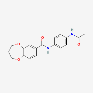 molecular formula C18H18N2O4 B11235949 N-(4-acetamidophenyl)-3,4-dihydro-2H-1,5-benzodioxepine-7-carboxamide 