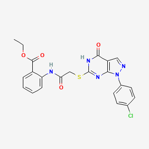 molecular formula C22H18ClN5O4S B11235975 ethyl 2-[({[1-(4-chlorophenyl)-4-oxo-4,5-dihydro-1H-pyrazolo[3,4-d]pyrimidin-6-yl]thio}acetyl)amino]benzoate 