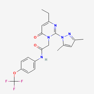 molecular formula C20H20F3N5O3 B11236161 2-(2-(3,5-dimethyl-1H-pyrazol-1-yl)-4-ethyl-6-oxopyrimidin-1(6H)-yl)-N-(4-(trifluoromethoxy)phenyl)acetamide 